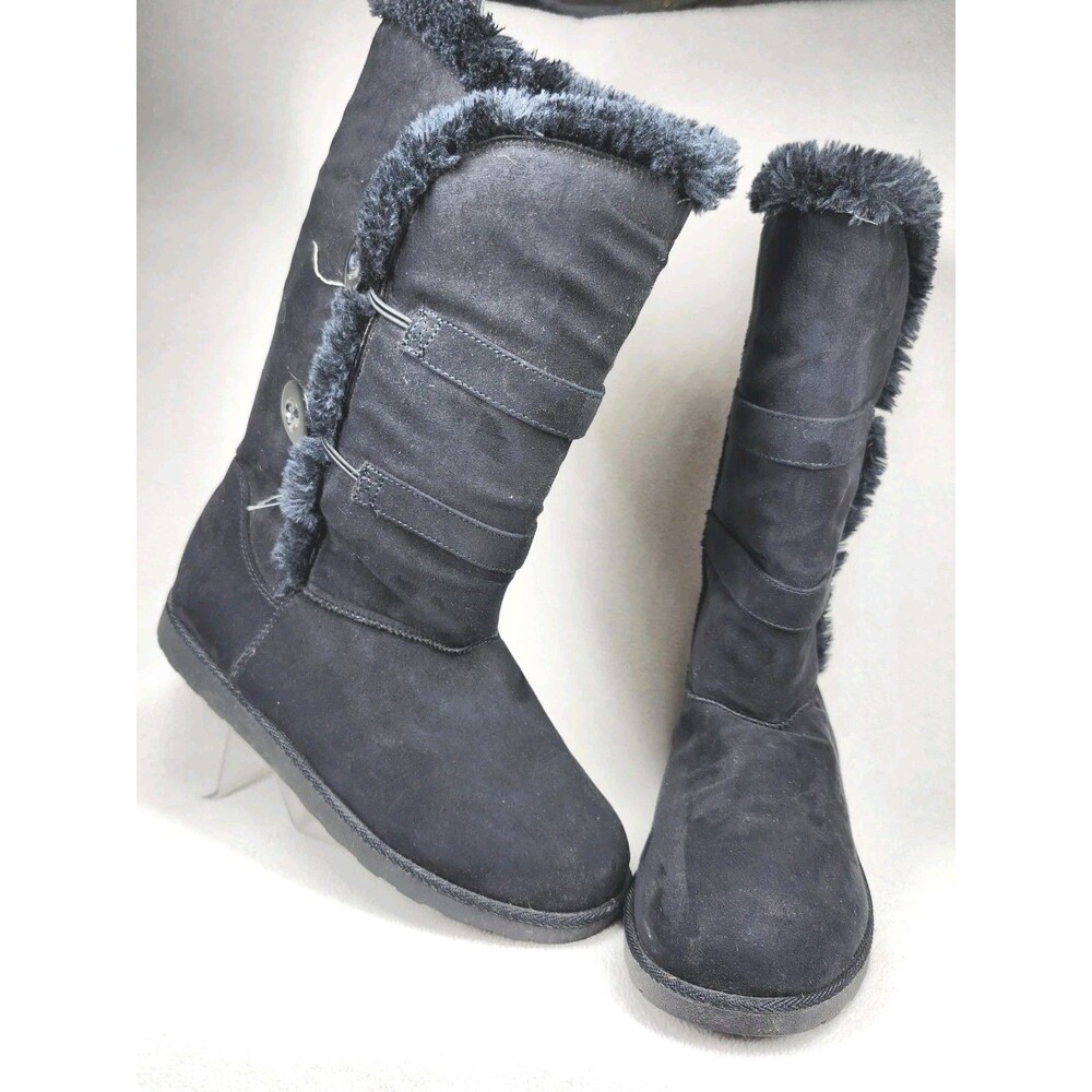 Arizona Womens Boots Size 11 Black Suede Faux Fur Winter